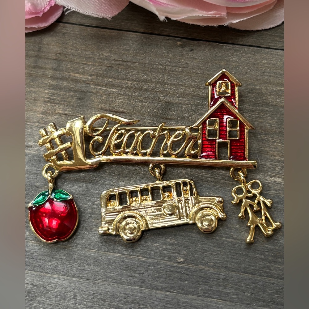 Vintage #1 Teacher Brooch Enamel
